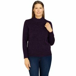 Flash Sale 🥰 Alfred-Dunner Tops Petite Alfred Dunner Classics Soft Acrylic Scallop Mock Neck Top 👏
