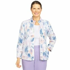 Best Sale ✨ Alfred-Dunner Jackets & Blazers Plus Size Alfred Dunner Victoria Falls Floral Plush Zipper Jacket ❤️