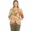 Wholesale 🎉 Alfred-Dunner Tops Petite Alfred Dunner Copper Canyon Textured Leaves Blouse 🛒