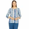 Coupon 🔥 Alfred-Dunner Tops Petite Alfred Dunner Floral Park Tie Dye Stripe Texture Top 😀