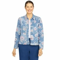 Best Sale ⭐ Alfred-Dunner Jackets & Blazers 👩 Womens Alfred Dunner Shenandoah Valley Distressed Floral Jacket ⭐
