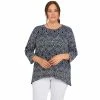 Hot Sale 😍 Alfred-Dunner Tops Plus Size Alfred Dunner Classics Biadere 3/4 Sleeve Shark Bite 😍