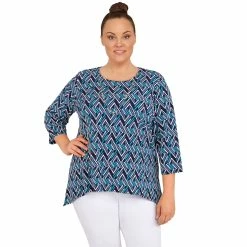 Wholesale 💯 Alfred-Dunner Tops Plus Size Alfred Dunner Classics Geometric Puff Knit Blouse 👏