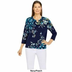 Best Sale 🌟 Alfred-Dunner Tops Plus Size Alfred Dunner Classics Asymmetric Flowers Blouse 😀 -Alfred Dunner Store Online Shop unnamed file 759