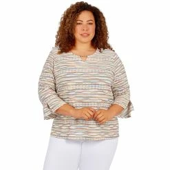 Brand new ✨ Alfred-Dunner Tops Plus Size Alfred Dunner Copper Canyon Space Dye Biadere Blouse ⭐