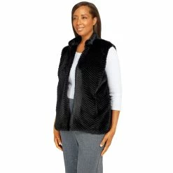 Wholesale 😍 Alfred-Dunner Tops 👩 Womens Alfred Dunner Empire State Chevron Texture Fur Vest 🧨 -Alfred Dunner Store Online Shop unnamed file 783