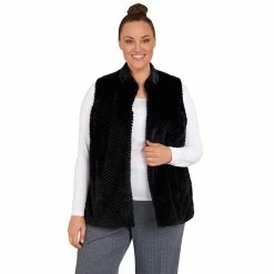 Best deal 💯 Alfred-Dunner Tops Plus Size Alfred Dunner Empire State Chevron Texture Fur Vest ✨