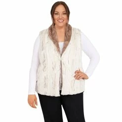 Cheap โจ Alfred-Dunner Tops Plus Size Alfred Dunner Stonehenge Fur Vest ๐งจ