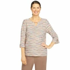 New 👍 Alfred-Dunner Tops Plus Size Alfred Dunner Stonehedge Space Dye Chenille W/Necklace 💯