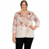 Coupon 🌟 Alfred-Dunner Tops Plus Size Alfred Dunner Stonehenge Watercolor Floral Yoke Top ✨