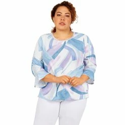 Cheap 🔥 Alfred-Dunner Tops Plus Size Alfred Dunner Victoria Falls Abstract Brushstrokes Top ✔️