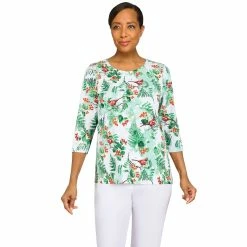 Hot Sale 🔔 Alfred-Dunner Tops 👩 Womens Alfred Dunner Classics Cardinals Holiday Knit Top ⭐