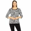 Outlet 🔥 Alfred-Dunner Tops 👩 Womens Alfred Dunner Key Items 3/4 Sleeve Zebra Knit Blouse 😍
