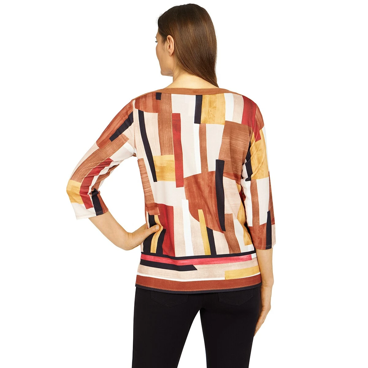 Cheap ✔️ Alfred-Dunner Tops Plus Size Alfred Dunner Madagascar Color Block Border Suede Top 🥰 2 Cheap ✔️ Alfred-Dunner Tops Plus Size Alfred Dunner Madagascar Color Block Border Suede Top 🥰 - Image 2