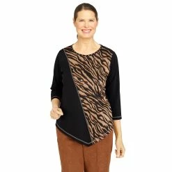 Best deal ✨ Alfred-Dunner Tops Plus Size Alfred Dunner Madagascar Spliced Tiger Jacquard Blouse 😍