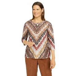 Best reviews of ⌛ Alfred-Dunner Tops Plus Size Alfred Dunner Madagascar Texture Python Chevron Blouse 🧨