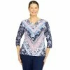 Buy 🥰 Alfred-Dunner Tops 👩 Womens Alfred Dunner Shenendoah Valley Batik Floral Chevron Top ✔️