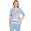 Coupon 🛒 Alfred-Dunner Tops 👩 Womens Alfred Dunner Shenandoah Valley Fine Line Stripe Top 😍