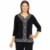 Wholesale 🔥 Alfred-Dunner Tops 👩 Womens Alfred Dunner Theater District Art Deco Embroidery Top 🎁