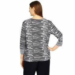Discount 🎁 Alfred-Dunner Tops Plus Size Alfred Dunner Theater District Spliced Texture Knit Top 😍 -Alfred Dunner Store Online Shop unnamed file 971