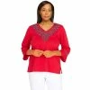 Best Sale 🎉 Alfred-Dunner Tops 👩 Womens Alfred Dunner Checking In Check Scroll Neckline Blouse 🥰