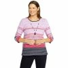 Cheap 😉 Alfred-Dunner Tops 👩 Womens Alfred Dunner Checking In Multi Stripe With Necklace Top 🧨