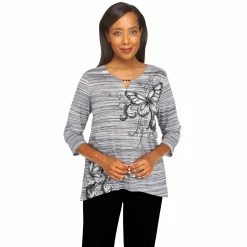 Cheap ๐ฅ Alfred-Dunner Tops Petite Alfred Dunner Checking In Butterfly Scroll Knit Blouse ๐คฉ