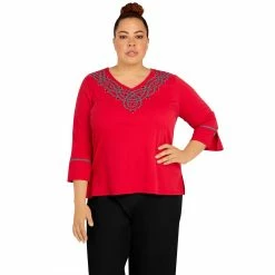 Best reviews of 👍 Alfred-Dunner Tops Plus Size Alfred Dunner Checking In Check Scroll Neckline Blouse 🧨